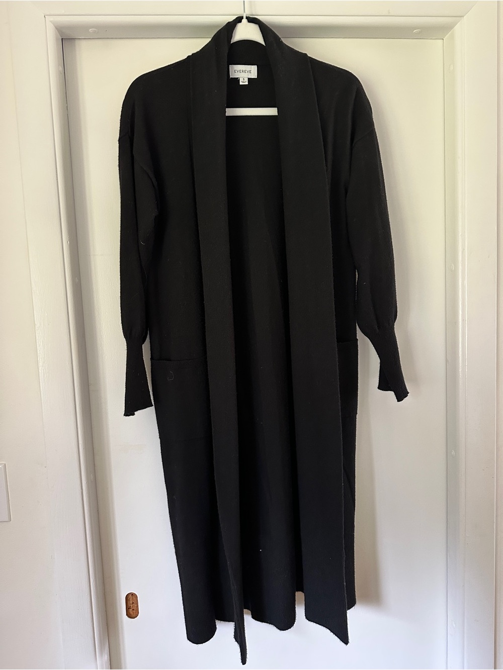 Evereve Black Open-Front Long Duster Coatigan